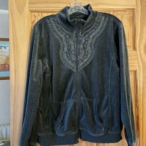 Erika Black Embroidered Crew Neck Sweater